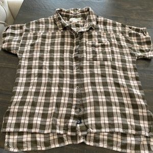 Army Green & Pink Plaid Flannel Shirt